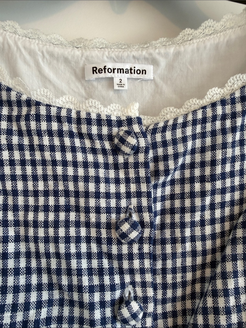 Reformation linen gingham shirt vest button down - Picture 4 of 4